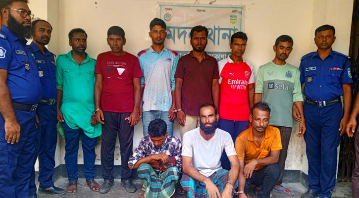 মদনে পুলিশের সাঁড়াশি অভিযানে মাদক ব্যবসায়ী সহ গ্রেফতার ৯