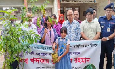 মদনে সবুজায়নের লক্ষ্যে শিক্ষার্থীদের মাঝে ডিসির গাছের চারা বিতরণ